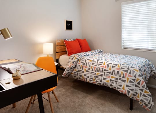 Clover Creek Apartments Model Bedroom and Desk