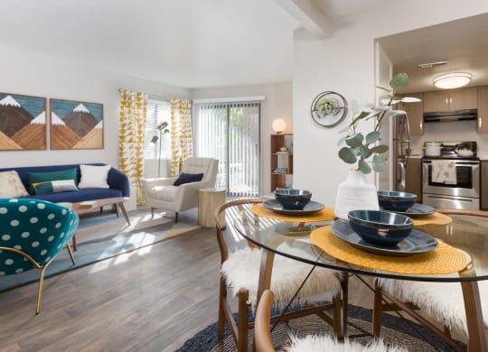 Clover Creek Apartments Model Dining Room and Living Room