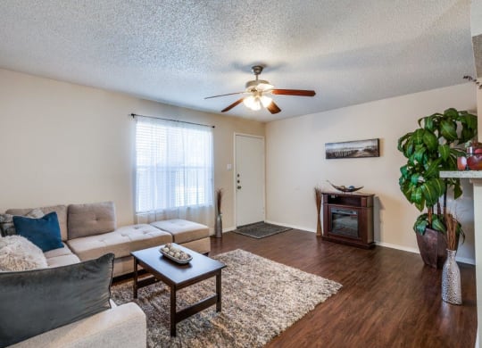 Cobble Hill Apartments in Fort Worth, Texas Model Living Room with Fireplace