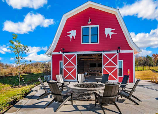 Corban Farms at Cane Ridge Farmhouse Exterior and Outdoor Fire Pit