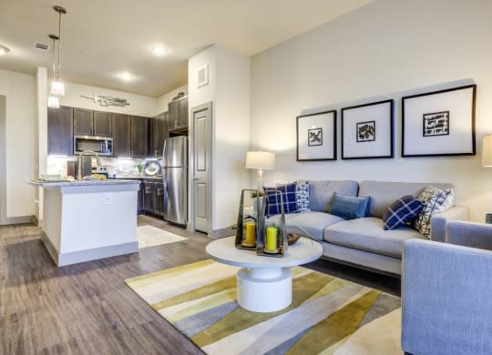Cromwell at Plum Creek Apartments Model Living Room and Kitchen