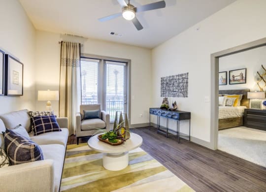 Cromwell at Plum Creek Apartments Model Living Room and Bedroom