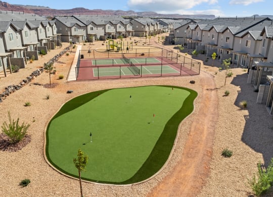 Desert Village Townhomes putting green and pickleball court