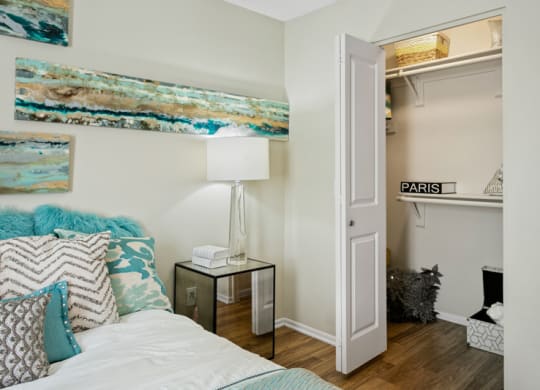Domain 3201 Apartments Model Bedroom and Closet