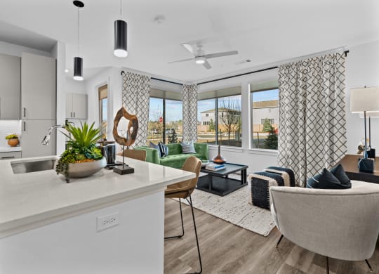 Aura Crossroads Apartments Kitchen and living room