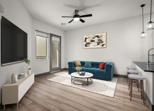 Aura Central Model Living Room with Private Patio