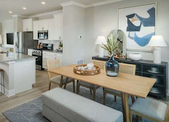 EVOLV at Stonehaven Townhomes in White Plains, Maryland Model Kitchen and Dining Area