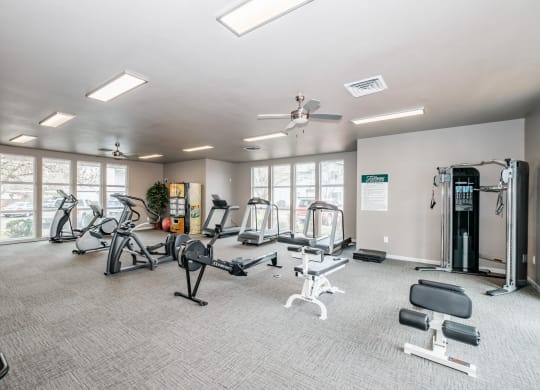 the resident fitness center with treadmills and elliptical machines