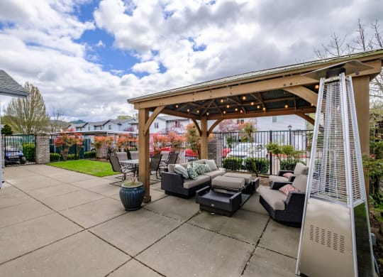 the patio at the Jenna Village Apartments in Springfield, OR