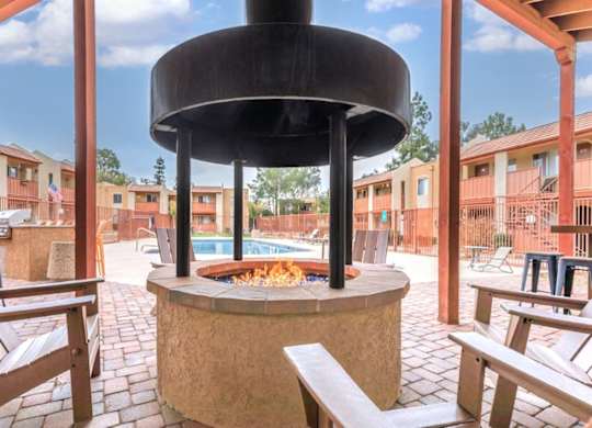 Fox Point Apartments in Tucson, Arizona Poolside Patio with Fire Pit