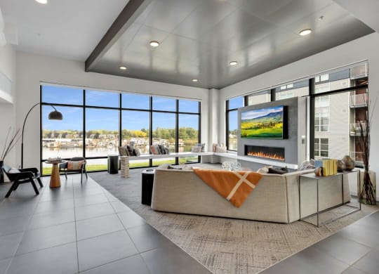 Harbor Sky Clubhouse Lounge with Fireplace and Beautiful Views