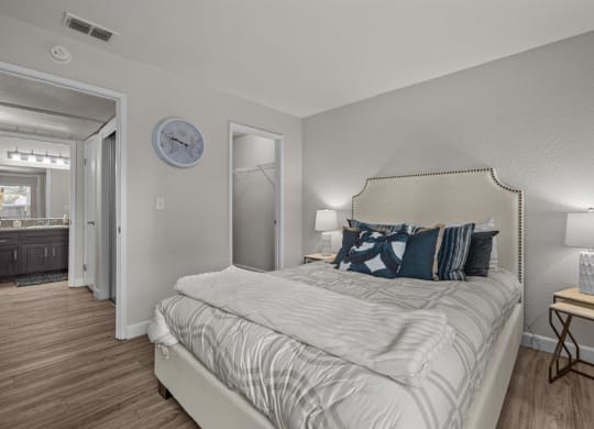 Hazel Ranch Apartments in Fair Oaks, California Model Bedroom with Attached Walk-In Closet