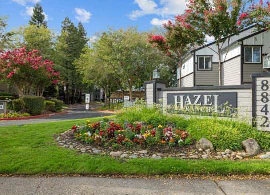 Hazel Ranch Apartments in Fair Oaks, California Exterior and Monument Sign