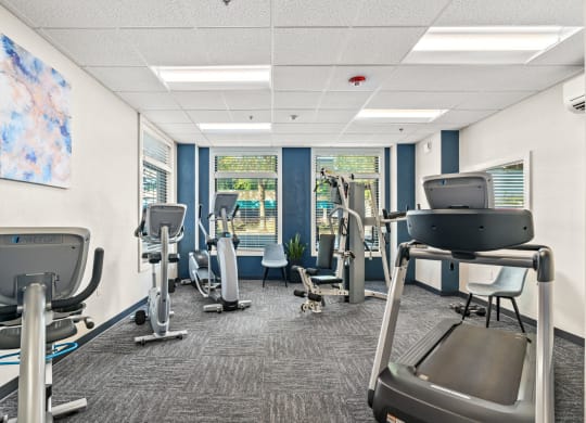a gym with cardio equipment and exercise machines