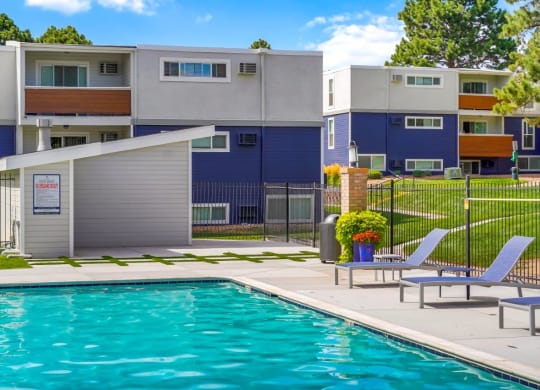 Hudson at Highline Apartments in Denver, Colorado Pool with Lounge Chairs