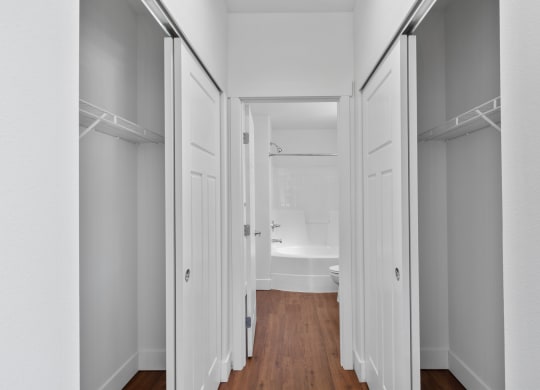 this is a photo of the hallway in a 1 bedroom apartment at deer hill apartments in c
