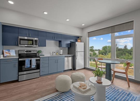 Model Kitchen and Living Room with Dining Area at Ironside Apartments, Washington, 99202