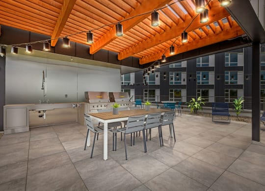 Ironside Apartments in Spokane, Washington Patio with BBQ's and Seating
