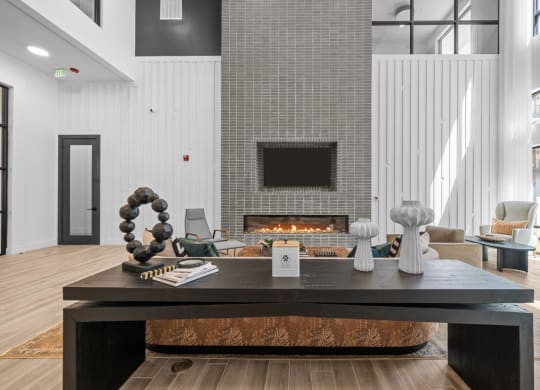 Clubhouse Lounge with Fireplace at Lenox Burnet, Austin