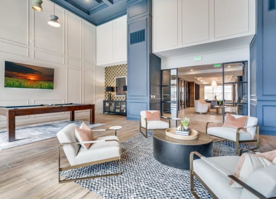 Lenox Cooper Apartments in Arlington, Texas Clubhouse Lounge with Pool Table