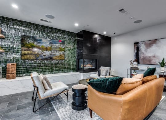 Lenox Cooper Apartments in Arlington, Texas Clubhouse Lounge with Fireplace