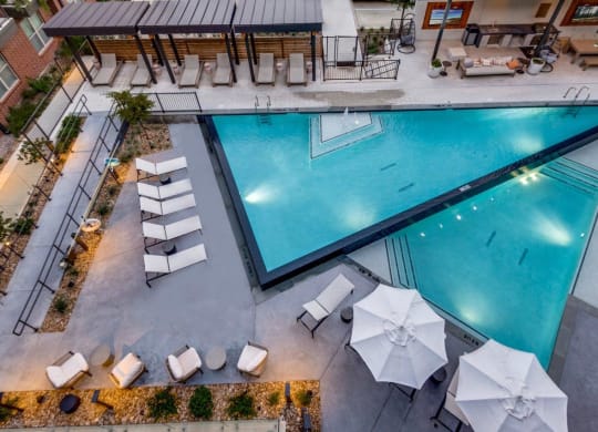 Aerial View of Pool at Lenox Cooper Apartments in Arlington, Texas