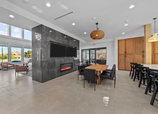 Clubhouse Lounge with Fireplace at Lenox Grand, Austin, TX 78727