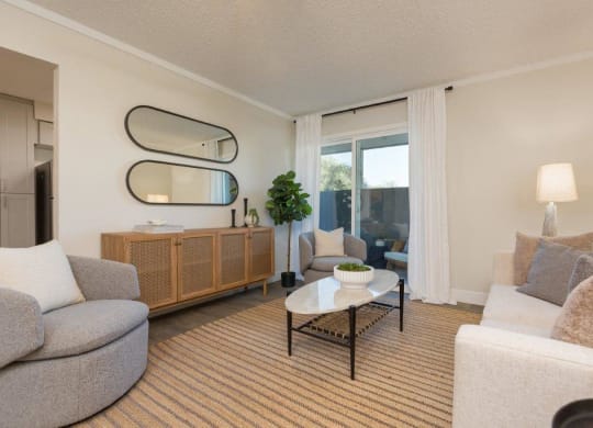 a living room with a couch and a coffee table