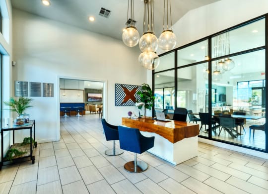 the lobby at the bradley braddock road station apartments