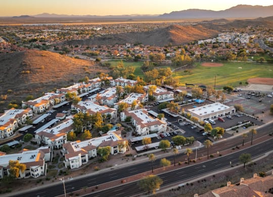 an aerial view of the city of palm springs