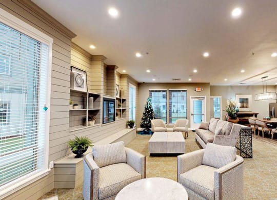 Fruitland Meadow Clubhouse with Lounge Seating and Kitchen