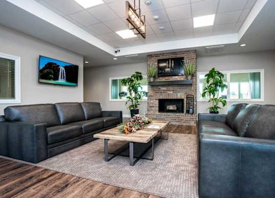 Parkside Apartments in Longview, Texas Clubhouse Lounge with Fireplace