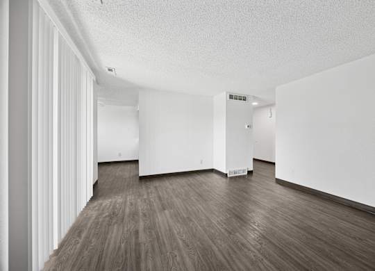 A room with white walls and wood flooring.