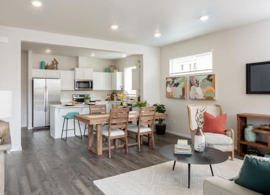 Residences at Butler Creek Model Kitchen and Living Room