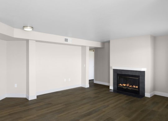Riverpointe Apartments Model Living Room with Fireplace