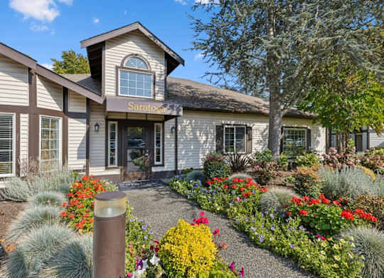 A house with a garden in front of it. at Saratoga, Washington