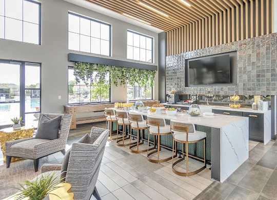 Slate at Fishers District Modern Villas and Townhomes in Fishers, Indiana Clubhouse Kitchen