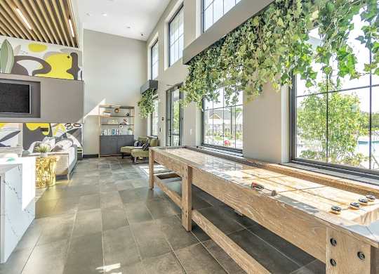Slate at Fishers District Modern Villas and Townhomes in Fishers, Indiana Clubhouse Lounge with Games