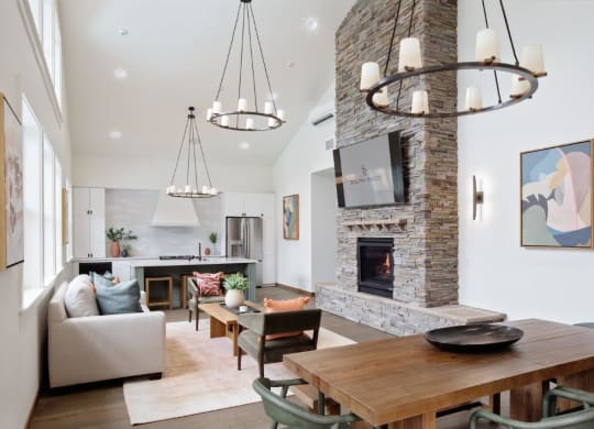 South Ridge Apartments Clubhouse Lounge with Fireplace