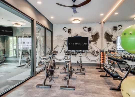 a workout room at the hudson