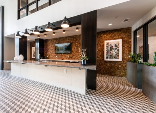 Lenox SoCo Apartments kitchen clubhouse area