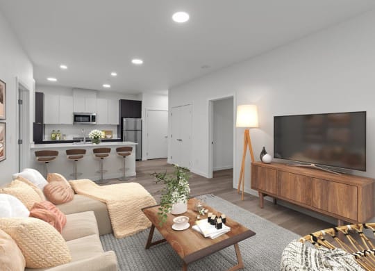 Sumner Mill Model Living Room and Kitchen