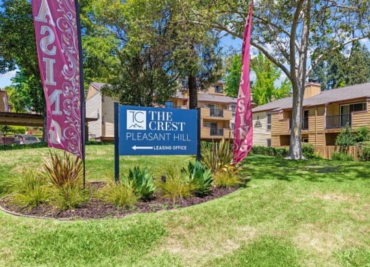 The Crest Pleasant Hill Apartments in California Exterior and Monument Sign