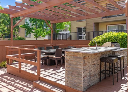 The Crest Pleasant Hill Apartments in California Patio with BBQ Grills