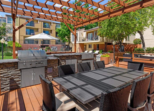 The Crest Pleasant Hill Apartments in California Patio with BBQ Grills