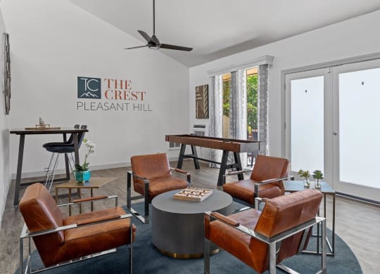 The Crest Pleasant Hill Apartments in California Clubhouse Lounge with Shuffleboard