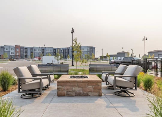 The Edison at Bozeman Gateway Apartments in Bozeman, Montana Patio with Fire Pit