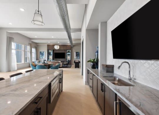 The Edison at Bozeman Gateway Apartments in Bozeman, Montana Clubhouse Kitchen