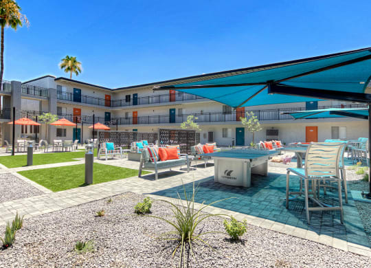 The Icon on Central Apartments in Phoenix, Arizona Patio with Games