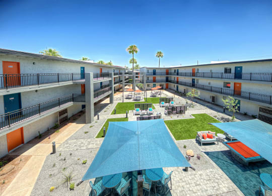 The Icon on Central Apartments in Phoenix, Arizona Courtyard with Games